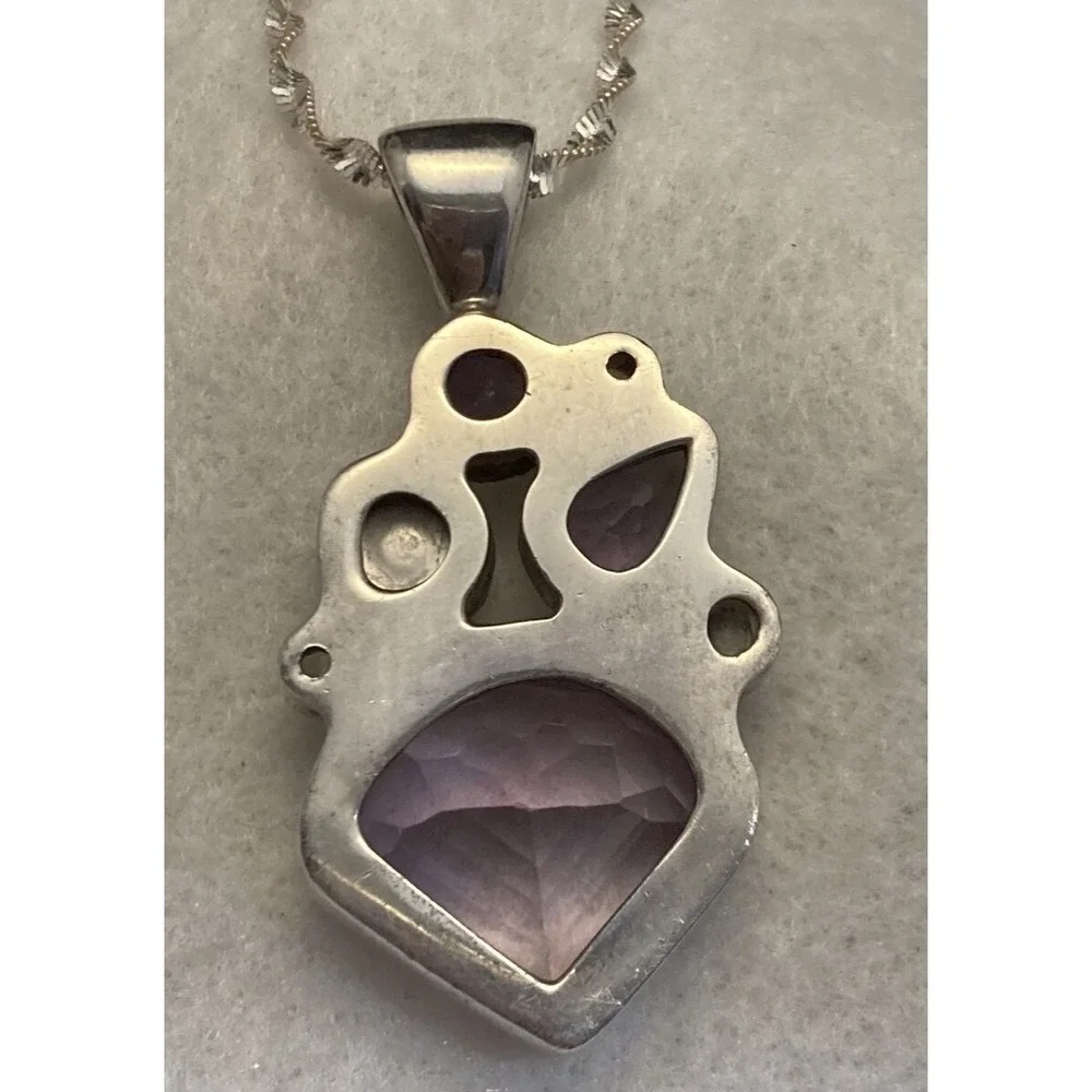 Vintage‎ STARBORN Amethyst Pearl Pendant Sterling Silver 16'' Necklace Abstract